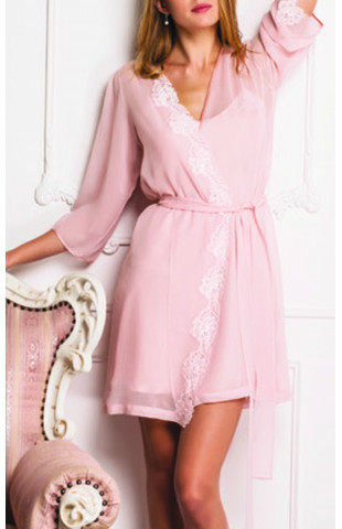 Розовый халат з шовка Arianna