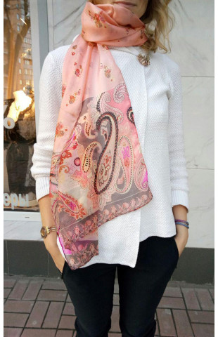 Розовийшовковий шарф