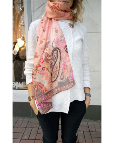Розовийшовковий шарф Купити в Україні від Chesco | Odry